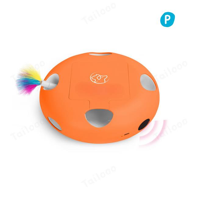 Interactive cat toys featuring a smart automatic teaser stick in vibrant orange for endless feline entertainment. Hover Image