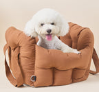  Stylish orange dog car seat that adds a pop of color to your car while keeping your furry friend cozy and safe.