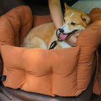Functional pet car safety seat with side storage pockets for pet leash, snacks, and toys to keep the car tidy.