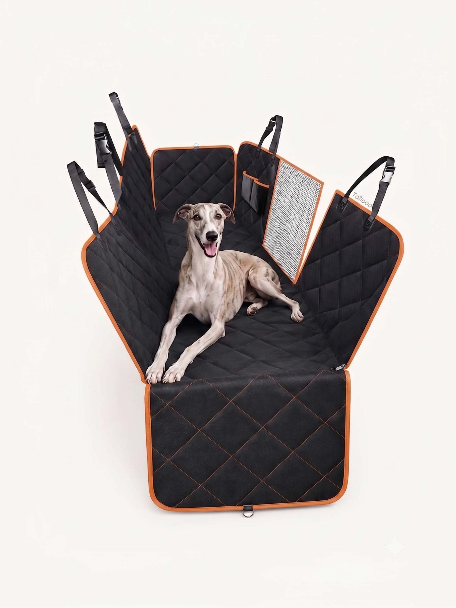 Dog Car Seat Cover with Hard-Bottom Extender · Orange Imagen secundaria del producto