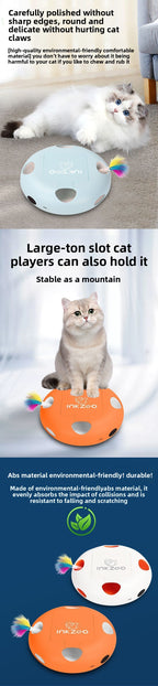 Close-up of the smart sensor technology and USB charging port on this electronic interactive cat toy.