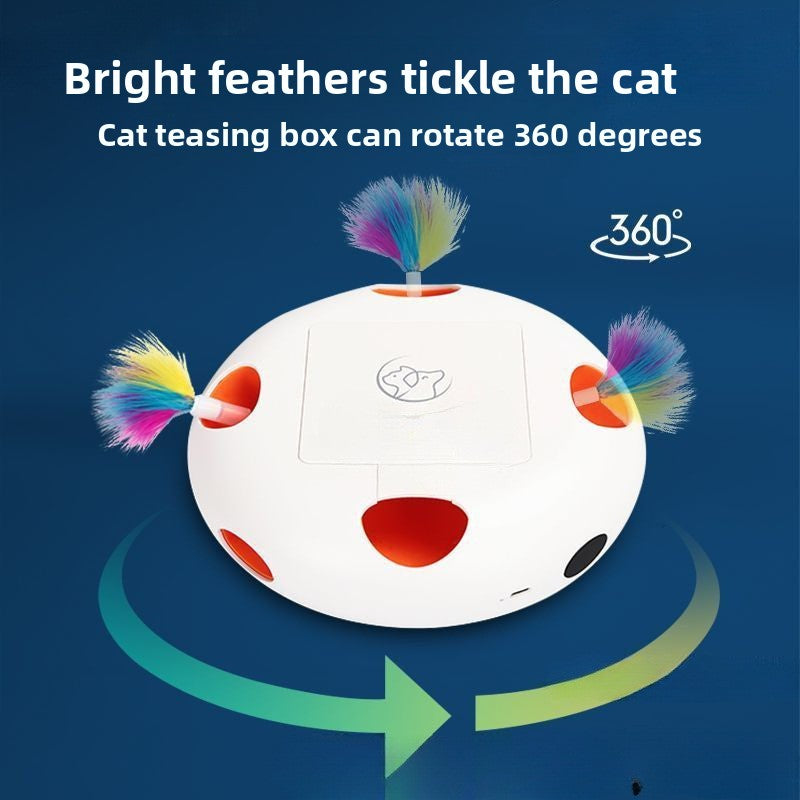 Close-up of the smart sensor technology and USB charging port on this electronic interactive cat toy.