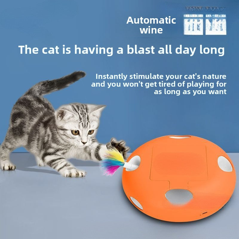 Close-up of the smart sensor technology and USB charging port on this electronic interactive cat toy.