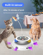 Touch-activated smart cat toy: butterfly on the head rotates automatically upon touch after a 10-minute auto-standby mode.