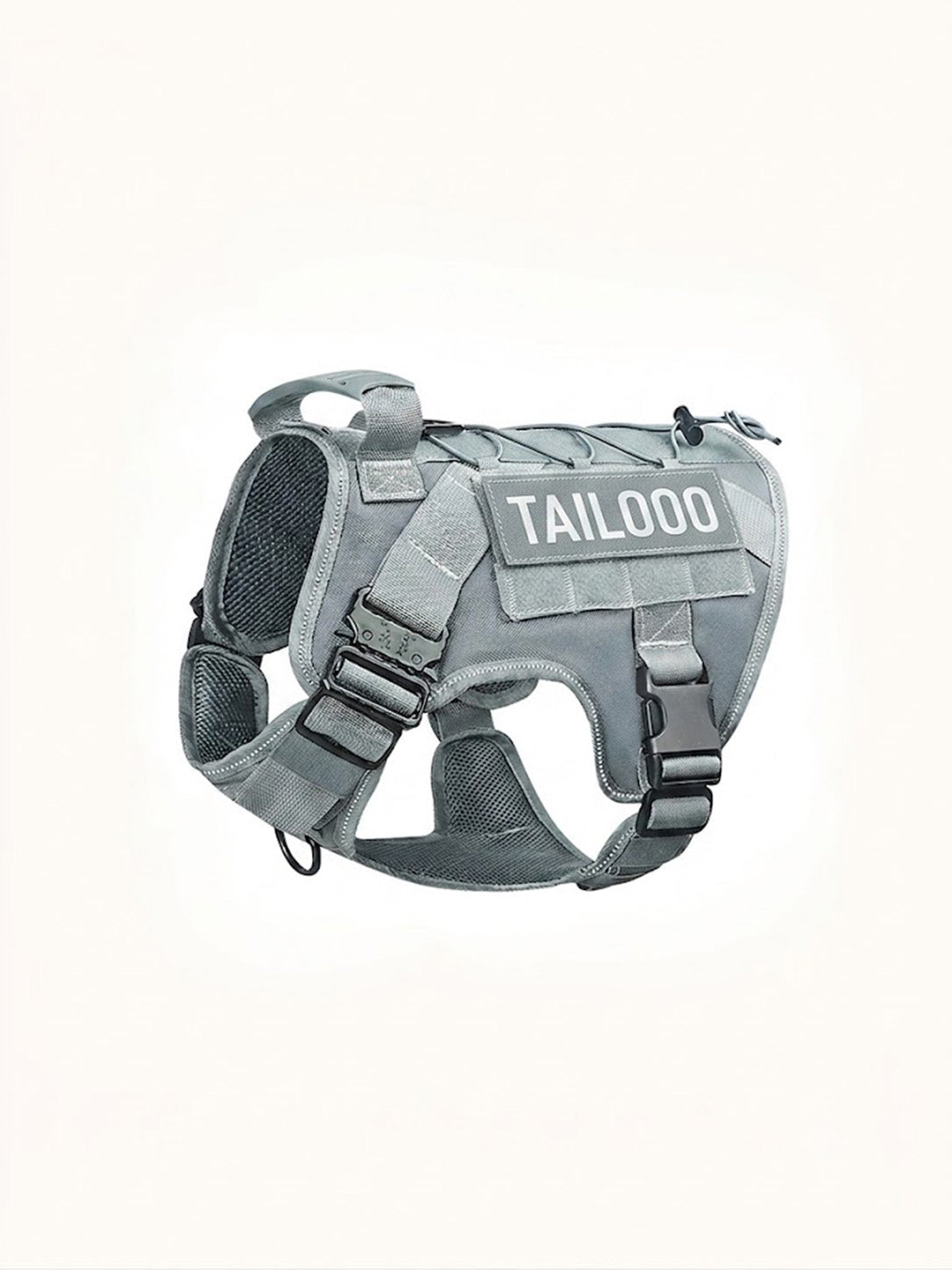 Tailooo Trail Harness in grey, tactical-style dog harness with adjustable straps Imagen principal del producto