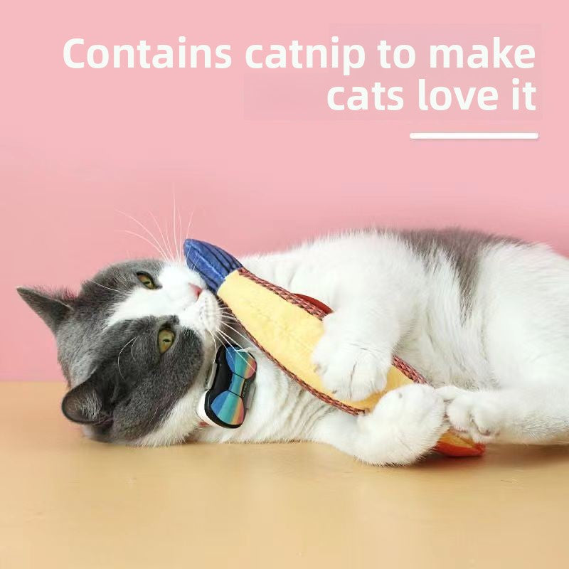 Yellow fish-Interactive Catnip Fish Kicker Toy – Durable Teething Cat Kicker Toy