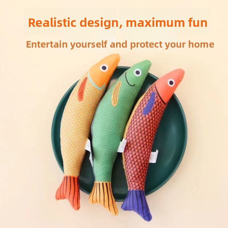 Yellow fish-Interactive Catnip Fish Kicker Toy – Durable Teething Cat Kicker Toy