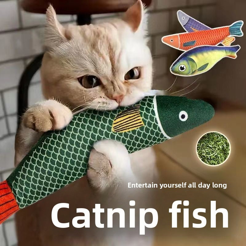 Yellow fish-Interactive Catnip Fish Kicker Toy – Durable Teething Cat Kicker Toy